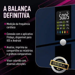 Balança Inteligente Digital com bioimpedância, Bluetooth e medição até 180kg
