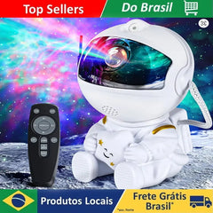 Detalhe frontal do projetor com formato de astronauta