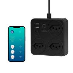 Interface do app mostrando controle individual de cada tomada da extensão
