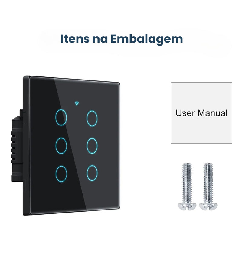 Interruptor Inteligente Wi-Fi 4x4 Tuya Smart Opção com 8 Canais, com Touch Integrado com Alexa e Google Home
