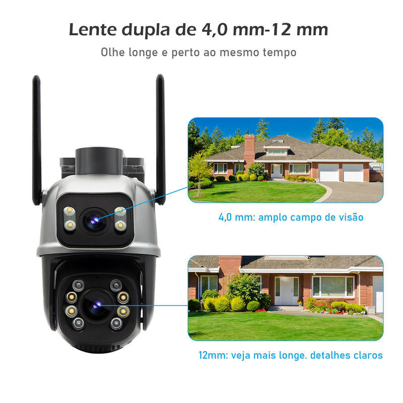 Câmera de Segurança Inteligente HD, 4K, WI-FI - Coibeu A28B – Proteção Completa 360° com Visão Dupla