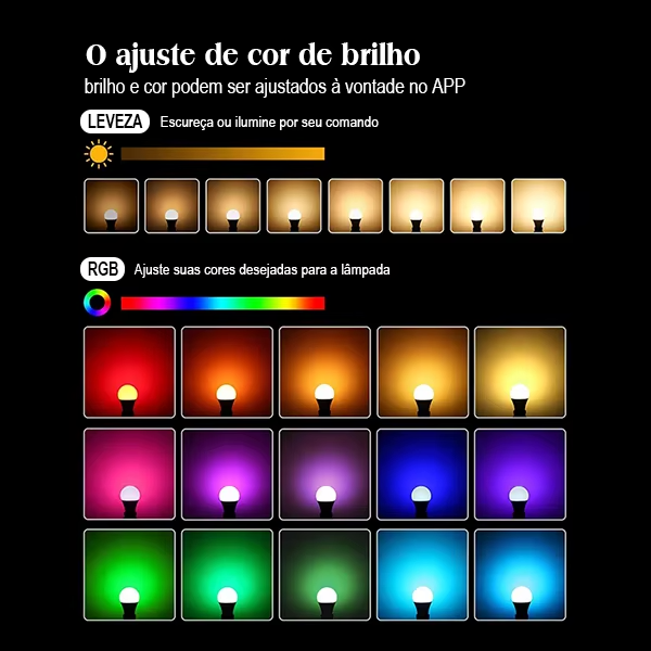 Lâmpada Inteligente Bluetooth 15W (110v e 220v), RGB 16 Milhões de Cores, Integrada com Alexa e Google Home