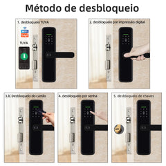 Fechadura Digital RAYKUBE K11 WiFi Tuya com biometria e voz em português