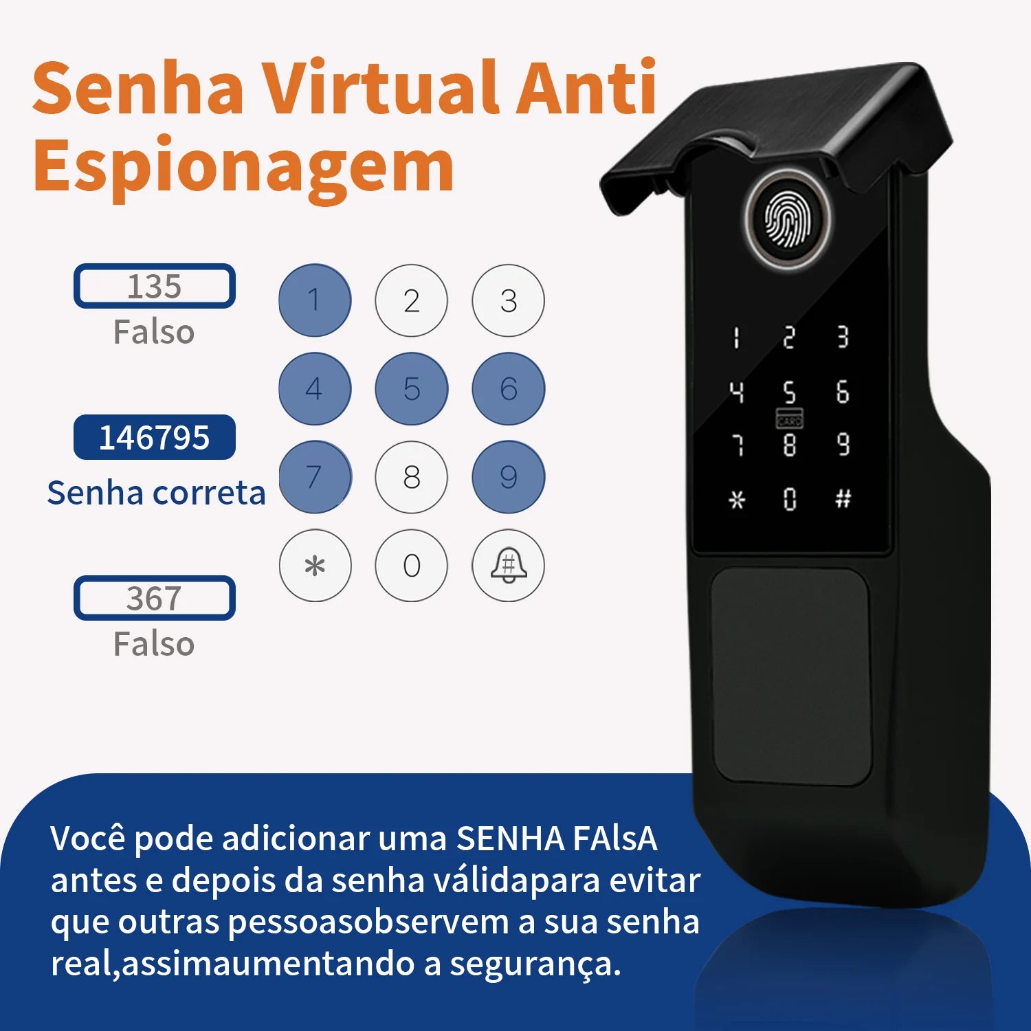Fechadura Digital OSKOFTY WiFi Tuya com biometria, senha e campainha
