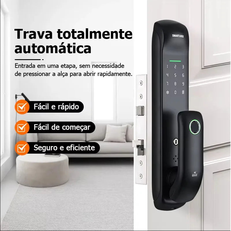 Fechadura Digital Tropernic Tuya WiFi com biometria, senha e cartão RFID