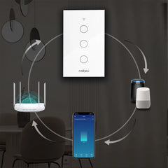 Interruptor Wi-Fi Touch sem fio neutro, Alexa e Google Home