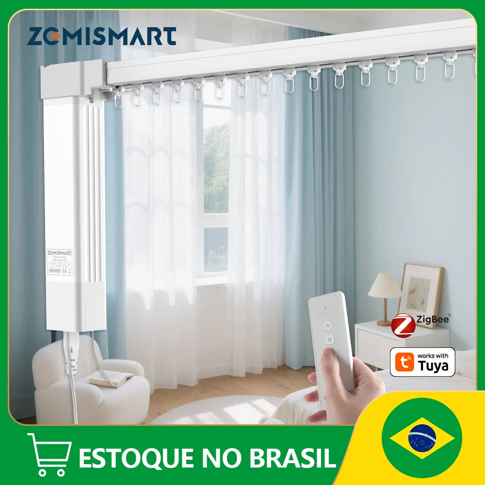 Trilho motor inteligente Zemismart Zigbee para cortina - vista frontal