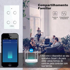 Interruptor Wi-Fi Touch com fio neutro, Alexa e Google Home