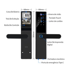 Fechadura Digital Tropernic H01 Tuya WiFi com câmera e interfone