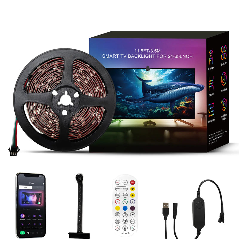 Faixa LED/Luz de Fundo (Backlight) Inteligente Para Imersão de Ambientes, WI-FI, 3,5 Metros - Útil para Smart TV de 24 a 65 Polegadas