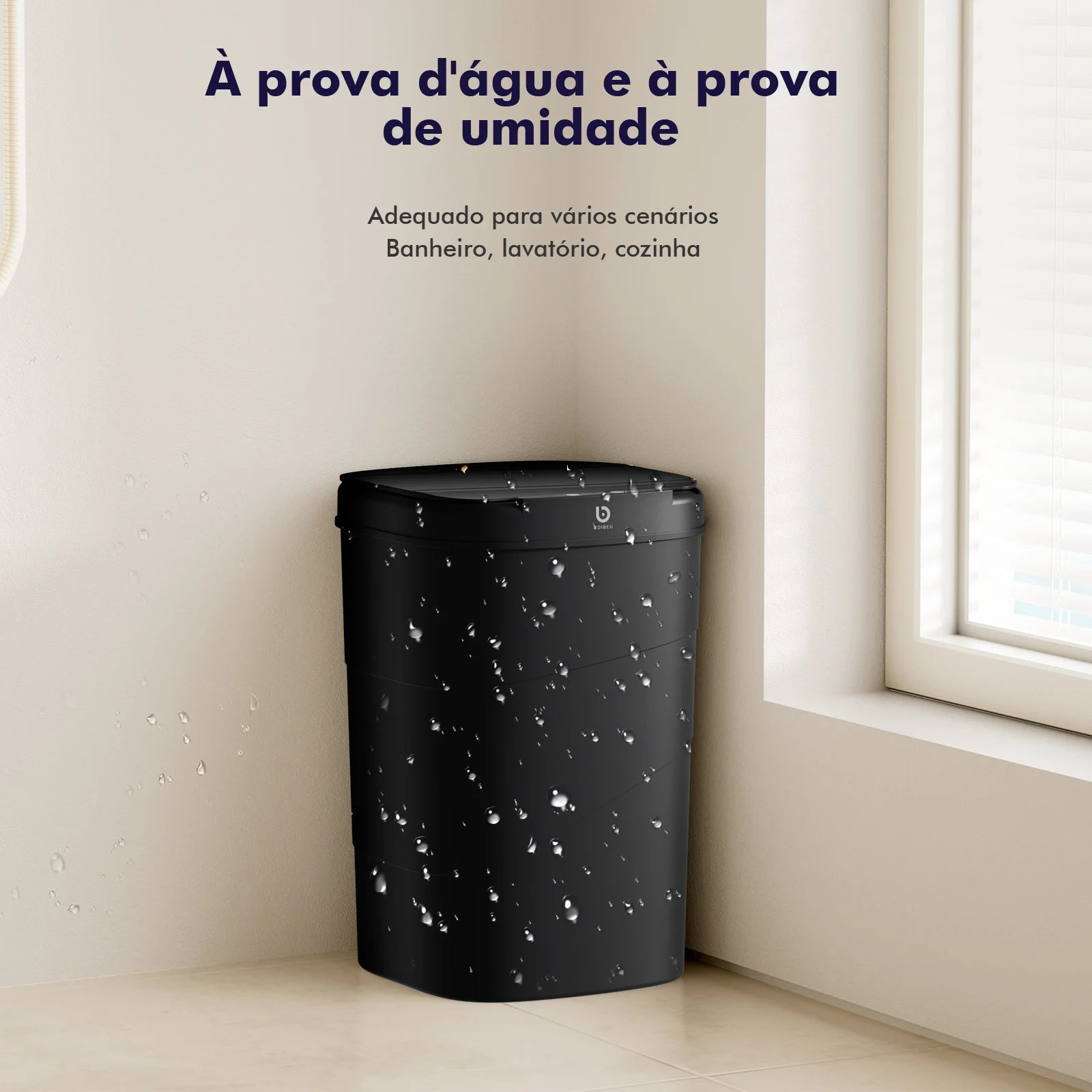 Interior da lixeira mostrando capacidade de 14 litros