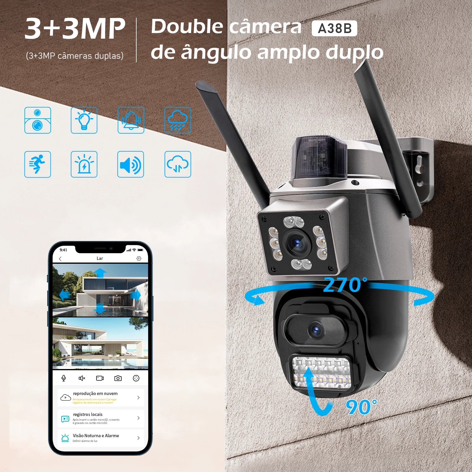 Câmera de Segurança COIBEU A38 6MP WiFi com visão noturna