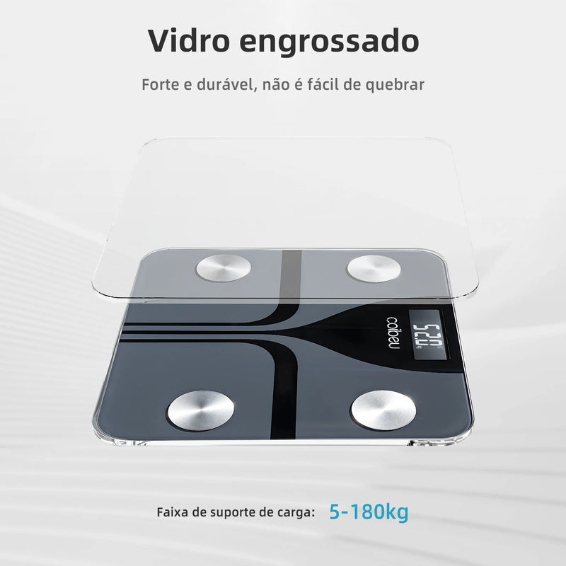 Balança Inteligente Digital de Bioimpedância, 17 Medições, Até 180kg, Coibeu, Tuya Smart