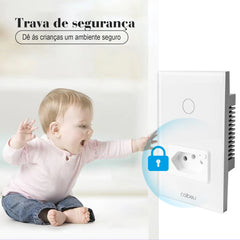 Interruptor Wi-Fi Touch com tomada integrada, Alexa e Google Home