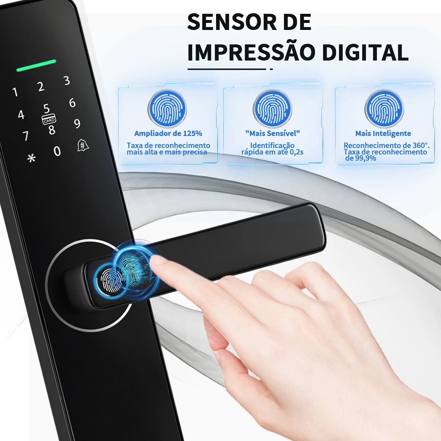 Fechadura Digital Tuya WiFi com biometria, senha e app