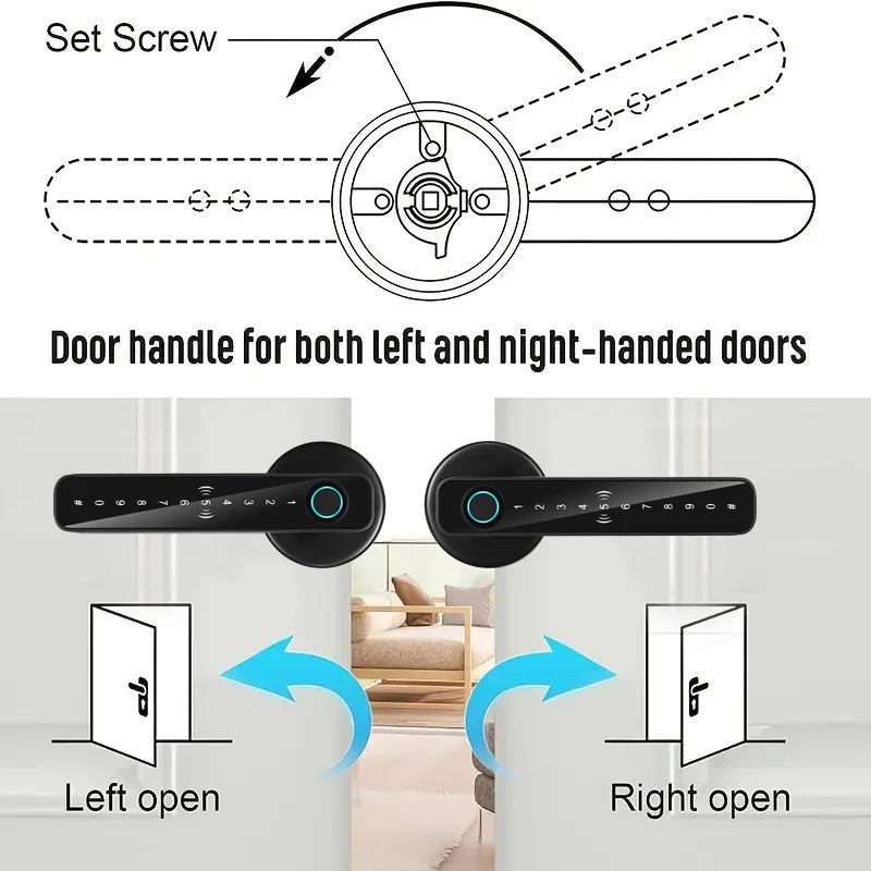 Maçaneta Digital Inteligente XSDTS com biometria, RFID e Bluetooth Tuya