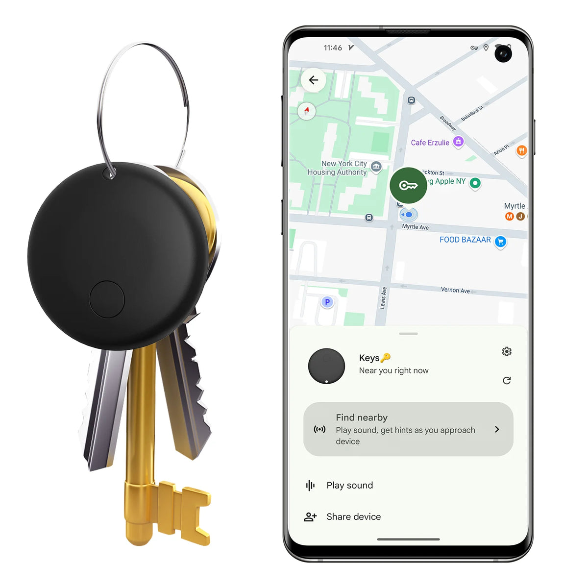 Rastreador Bluetooth Google Find My - Comparação de tamanho