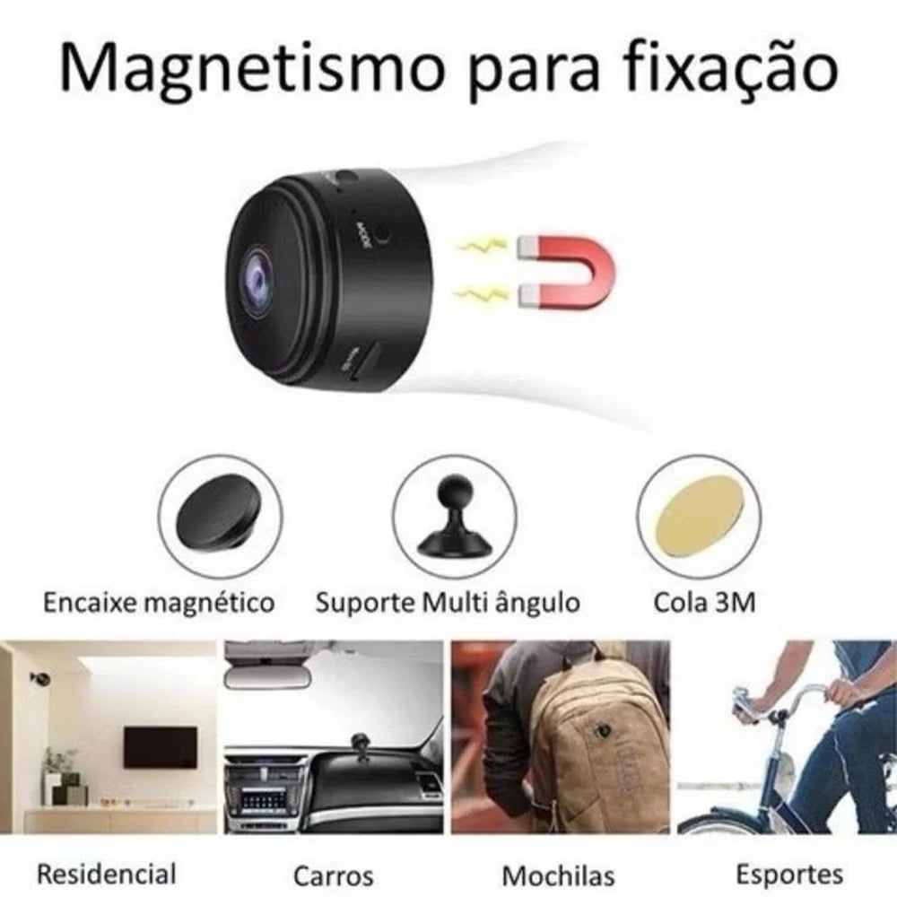 Comparação de tamanho: câmera A9 ultracompacta ao lado de moeda