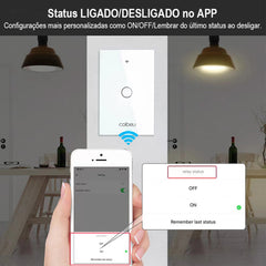 Interruptor Wi-Fi Touch com fio neutro, Alexa e Google Home