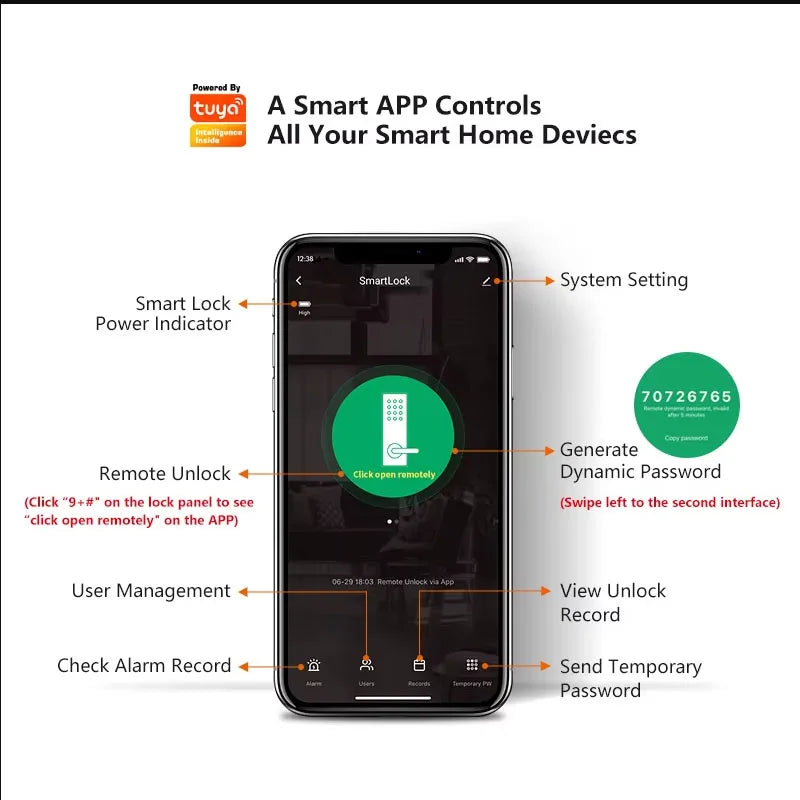 Fechadura Digital Tropernic Tuya WiFi com biometria, senha e cartão RFID